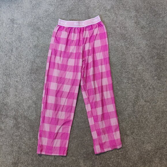 Hurley Girls Pajama Bottom Size 7 / 8 Pink Plaid Sleepwear Barbiecore Comfy - Picture 2 of 4
